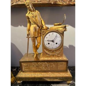 Empire Period Pendulum Signed Blanc Fils Palais Royal.