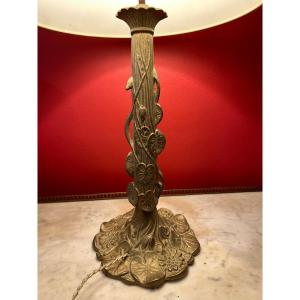 Art Nouveau Style Lamp In Gilt Bronze.