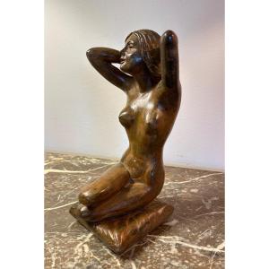 Bronze By Pierre Chenet. Woman Sitting. 