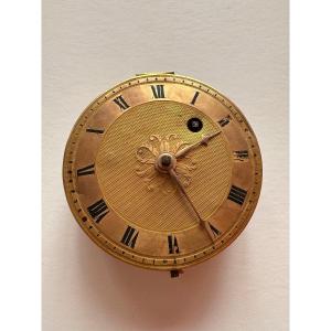 Rooster Pocket Watch Movement, Gold Dial 
