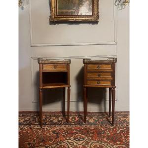 Pair Of Louis XVI Style Nightstands In Mahogany. 