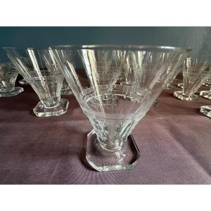 Service De Verres En Cristal Taillé, D’époque Art-deco. 