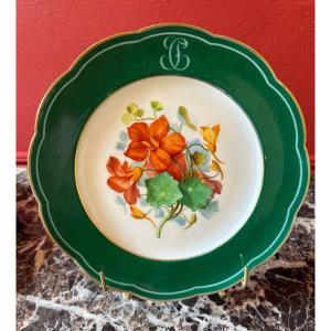 Set Of Ten Plates And Two Bowls In Hand-decorated Paris Porcelain. 