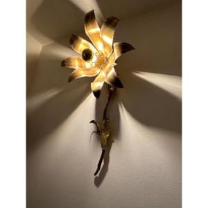 Brass Flower Wall Light. Maison Jansen.