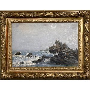 Huile Sur Panneau. Marine Signée Henri Saintin. ( 1846-1899 ). 