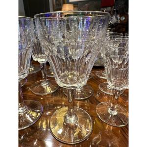 19th Century Cut Crystal Ribbed Glassware Set. 