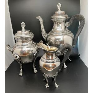 Empire Style Coffee Service In Silver Metal.