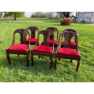 Suite Of Six Empire Style Mahogany Chairs.