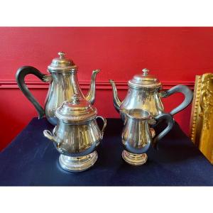 Tea And Coffee Service In Silver Metal. Meurgey Paris.