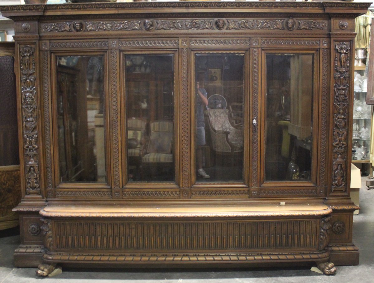 Henri II Style Walnut Bookcase