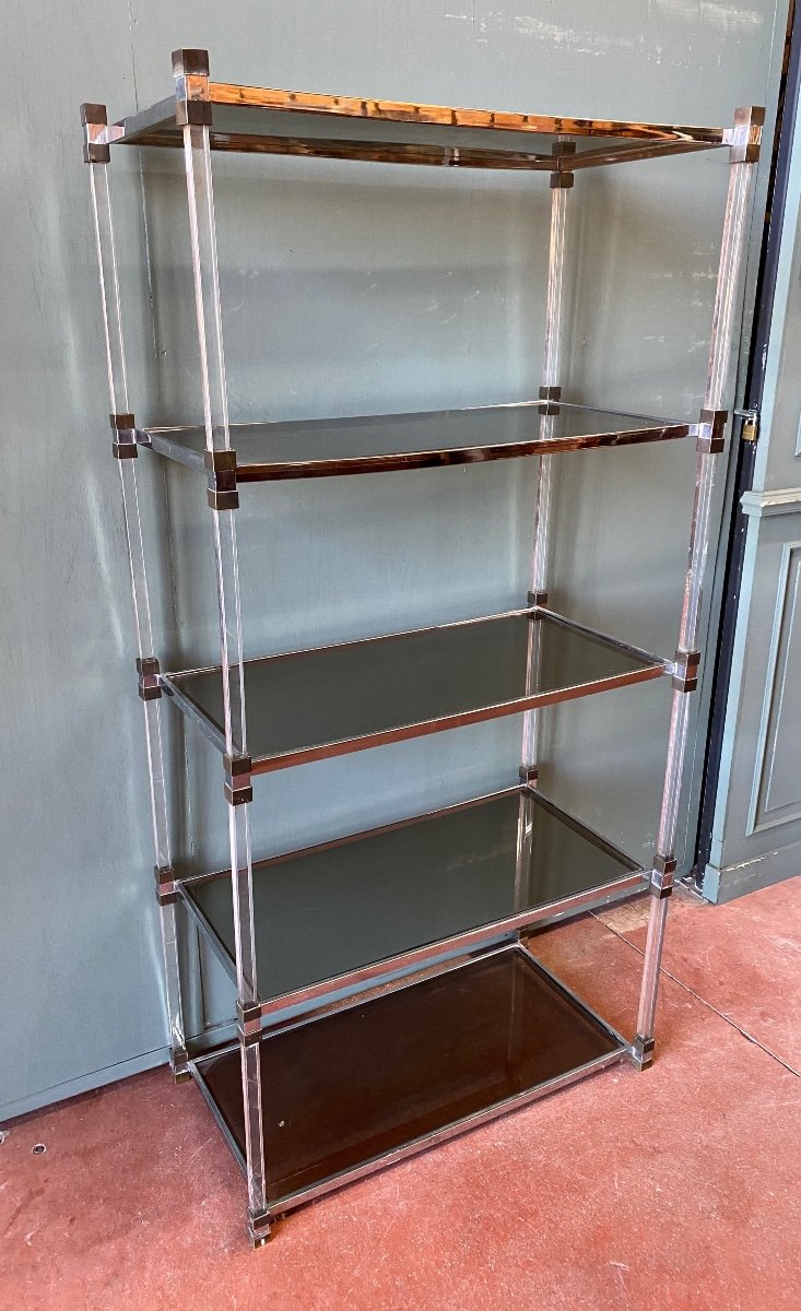 70s Shelf In Plexiglas And Smoked Glass -photo-4