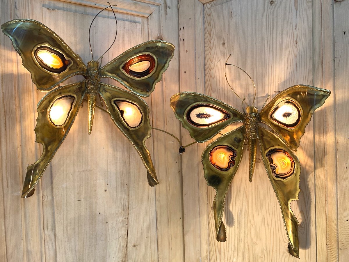 Pair Of Butterfly Wall Lights By Henri Fernandez-photo-3