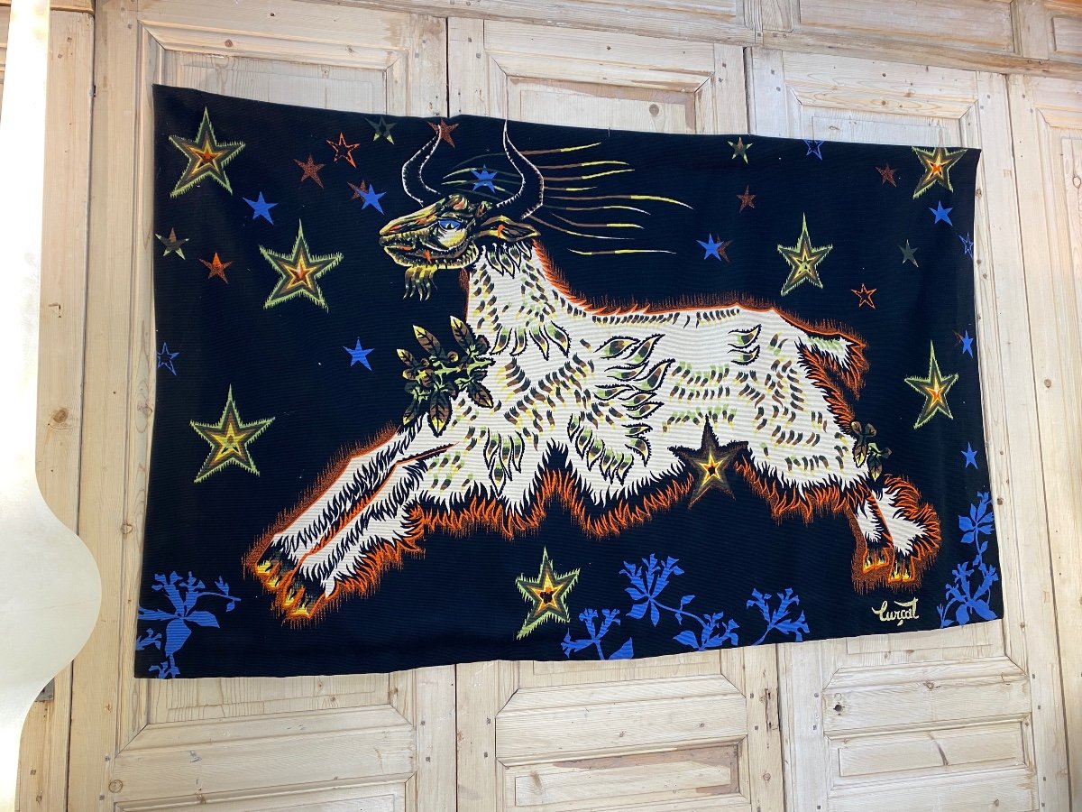 Tapestry / Screen Print By Jean Lurcat, The Goat With The Stars.