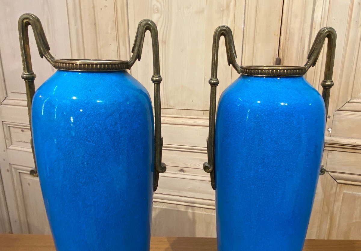 Pair Of Sevres Ceramic Vases -photo-3