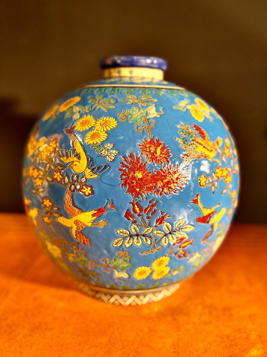 Grand Vase Boule Emaux De La Louvière