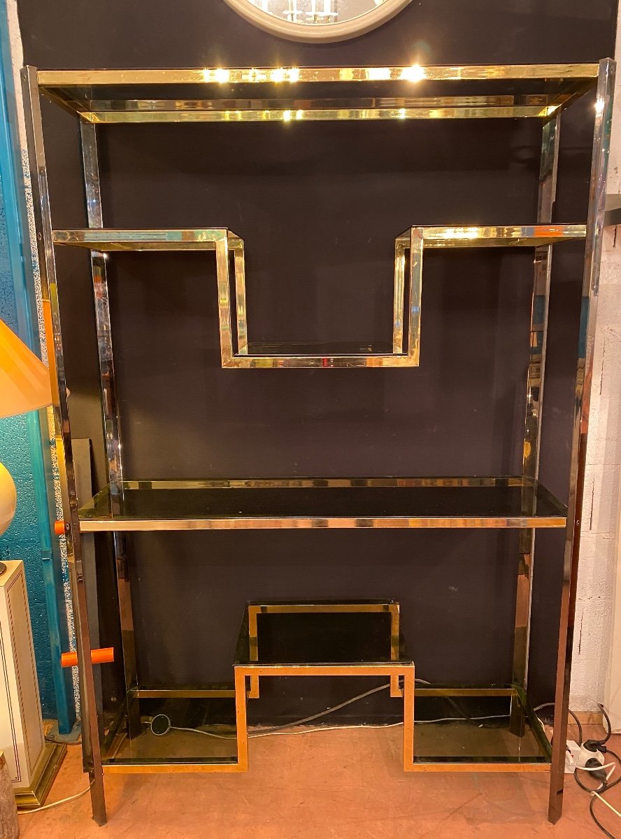 Brass And Smoked Glass Shelf Circa 70-photo-5