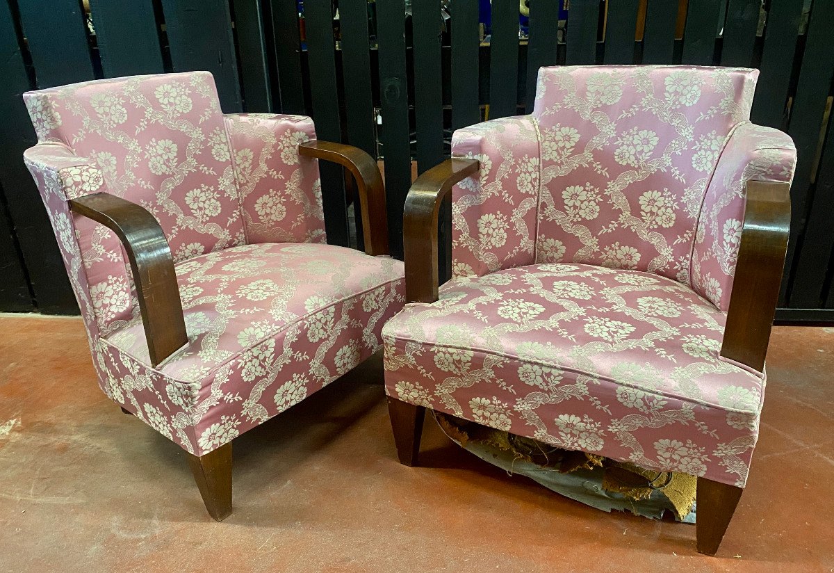 Pair Of Art Deco Armchairs-photo-5