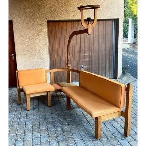 Corner Bench And Incorporated Floor Lamp Guillerme Et Chambron