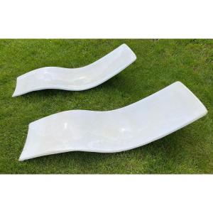 Pair Of Fiberglass Sun Loungers By Charles Zublena