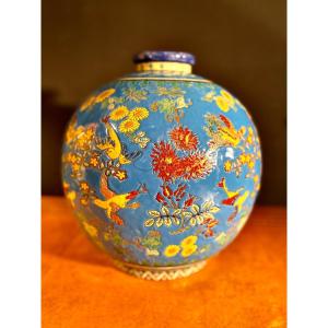 Large Ball Vase Enamels Of La Louvière