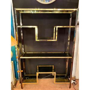 Brass And Smoked Glass Shelf Circa 70