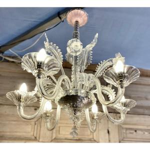 Venetian Style Floral Chandelier In Murano Blown Glass