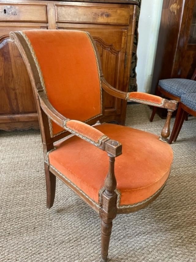 Fauteuil en bois naturel d&#039;&eacute;poque directoire-photo-2