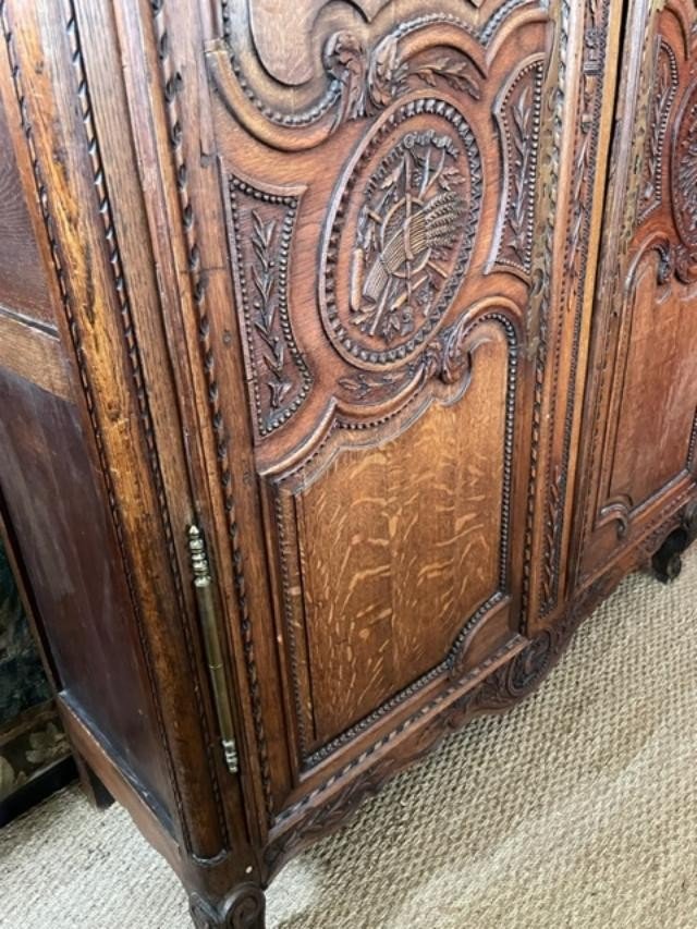 Armoire de mariage de Normandie en chêne du 19 ème-photo-3