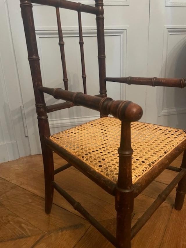 Child's Cane Armchair From The Napoleon III Period-photo-2