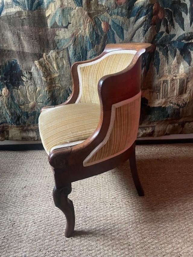 Natural Wood Office Armchair From The Restoration Period-photo-2