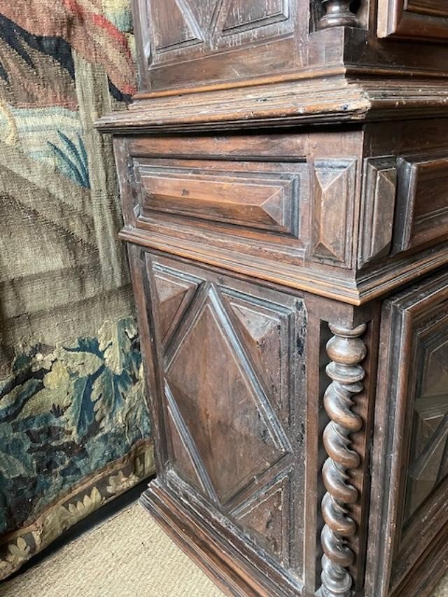 Two-body Cabinet In Natural Wood Louis XIII-photo-4