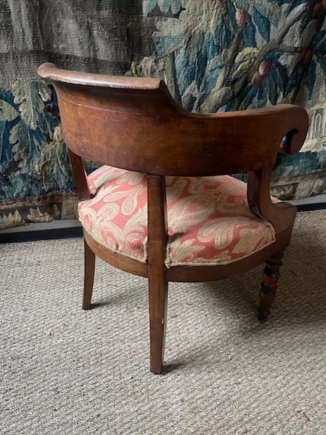 Natural Wood Office Armchair From The Restoration Period-photo-1