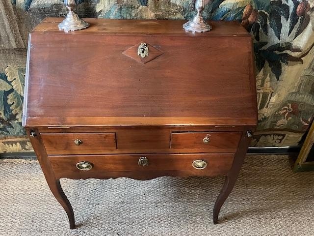 Elegant Donkey Back Secretary In Solid Mahogany From The 18th Century-photo-2