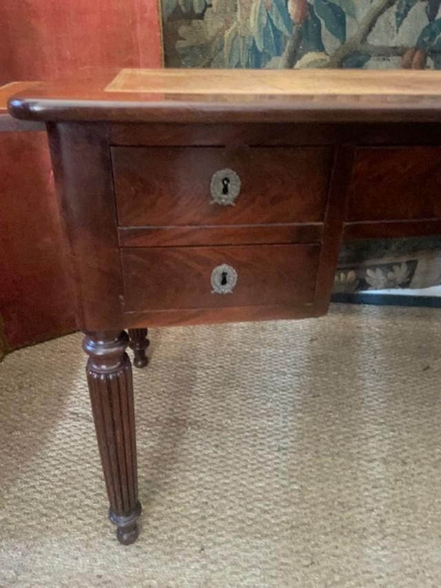 Flat Mahogany Desk From The Restoration Period With Pulls-photo-2