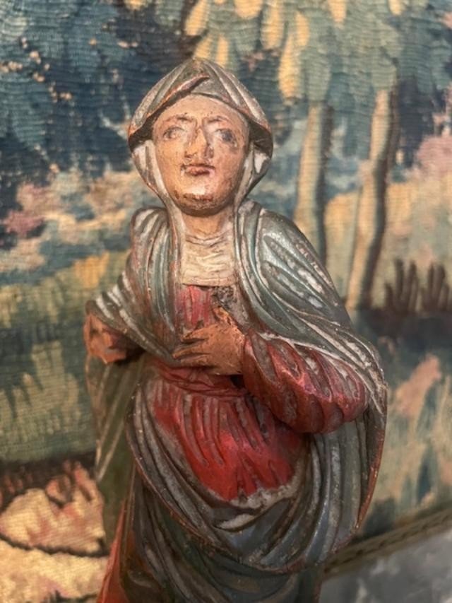 Vierge en bois polychrome du 18 ème siècle-photo-2