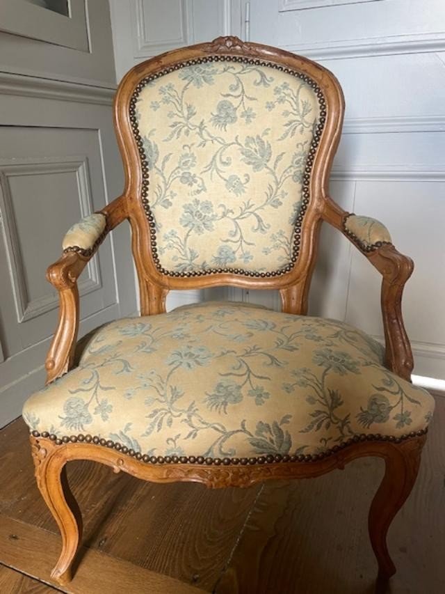 Pair Of Louis XV Period Walnut Armchairs, 18th Century-photo-2