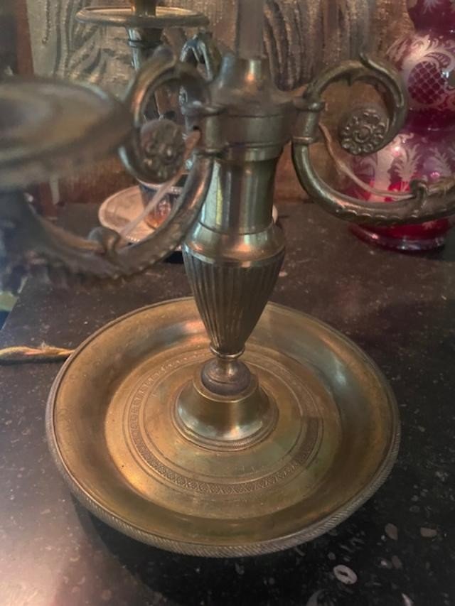 Lampe bouillotte en bronze doré et ciselé début 20 ème-photo-2