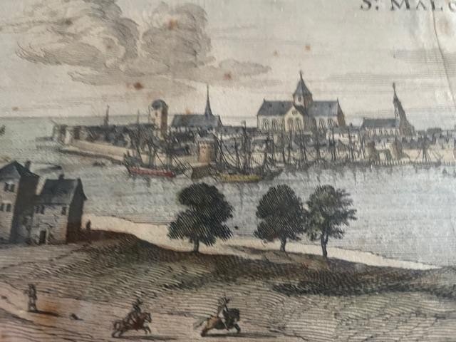 Old Watercolor Engraving Representing The City Of Saint-malo-photo-3