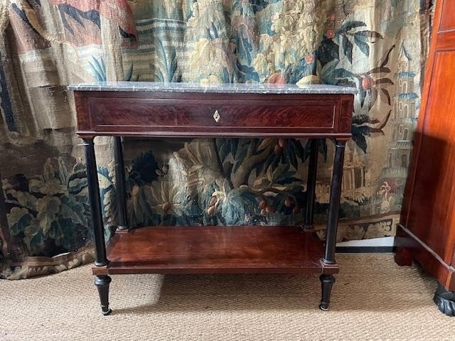 Console d&#039;&eacute;poque Louis XVI en acajou avec son plateau marbre -photo-2