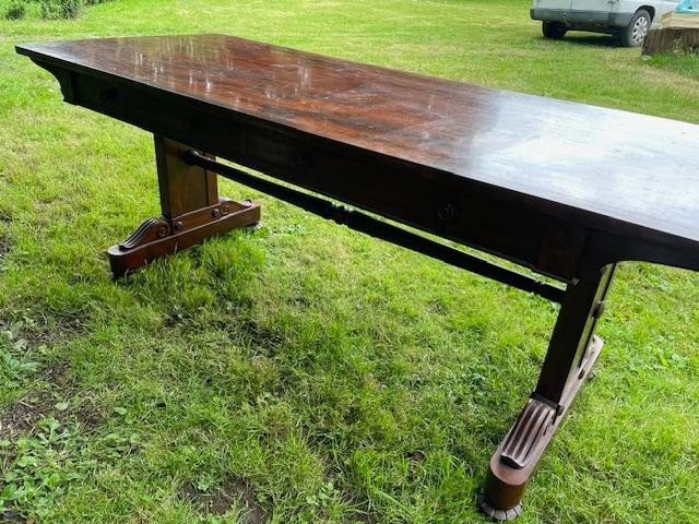 Large Mahogany Desk Table From The 19th Century-photo-3