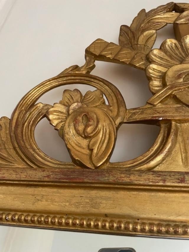 Large Louis XVI Style Gilded Wood Mirror-photo-3