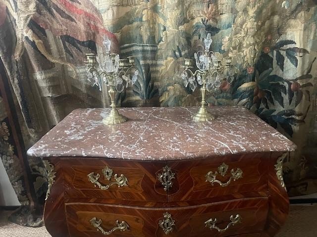 Commode galb&eacute;e toutes faces en marqueterie d&#039;&eacute;poque Louis XV-photo-3