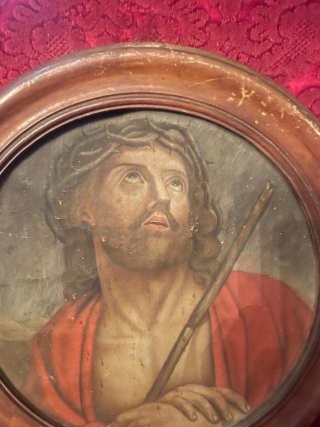 Oil On Canvas Representing Christ, 19th Century-photo-3