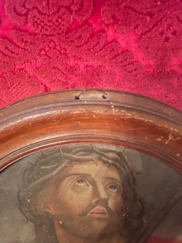 Oil On Canvas Representing Christ, 19th Century-photo-1