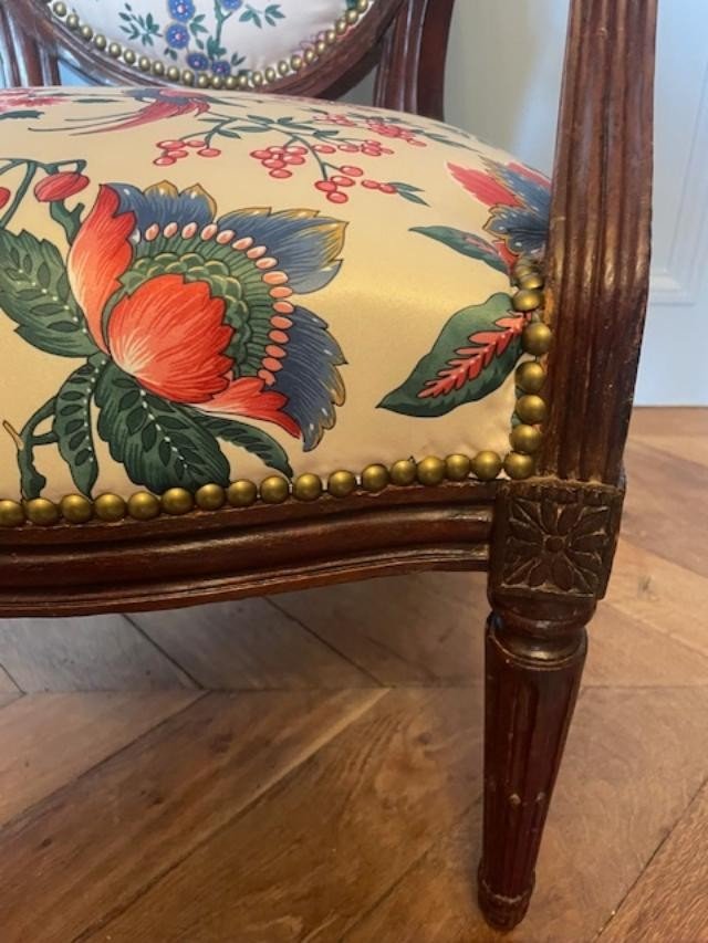 Paire de fauteuils en médaillon d'époque Louis XVI-photo-6