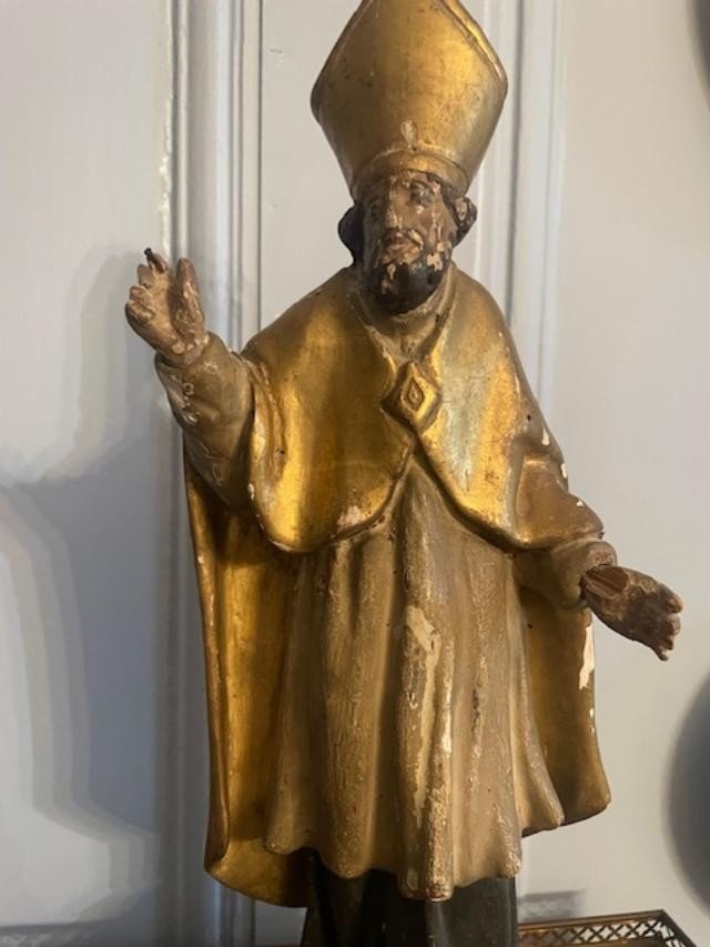 18th Century Gilded Wood And Stucco Statue-photo-2