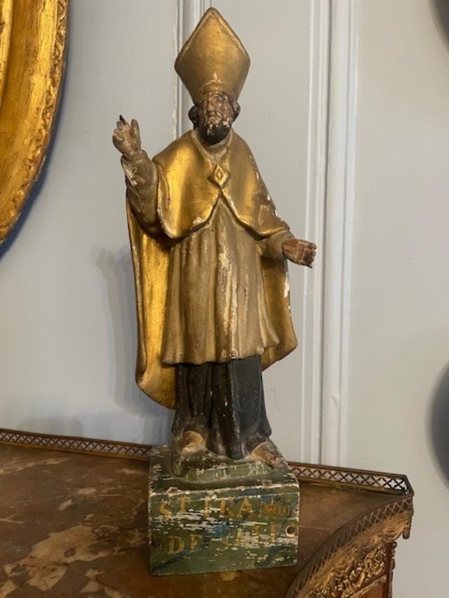 18th Century Gilded Wood And Stucco Statue-photo-4