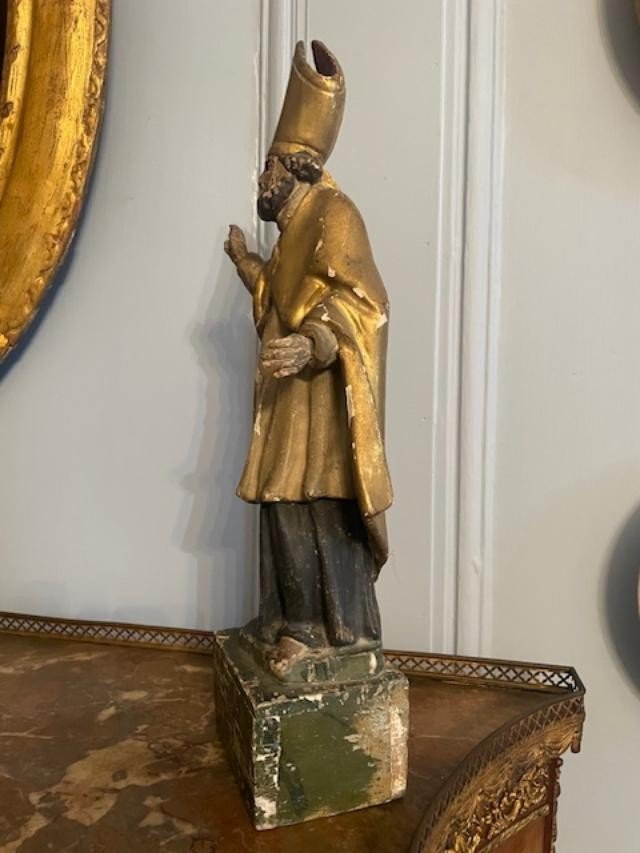 18th Century Gilded Wood And Stucco Statue-photo-1