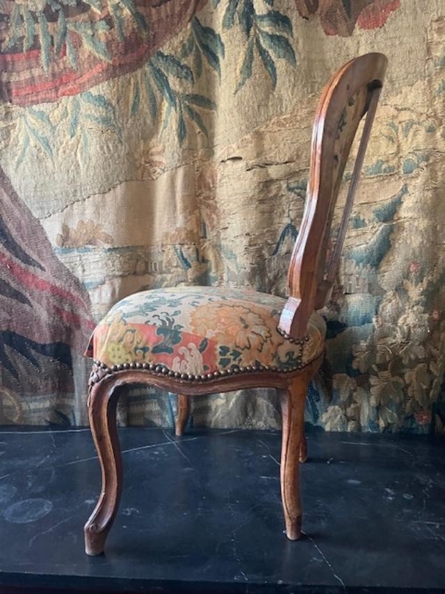 Chaise en bois naturel à dossier en cabriolet d'époque Louis XV-photo-3