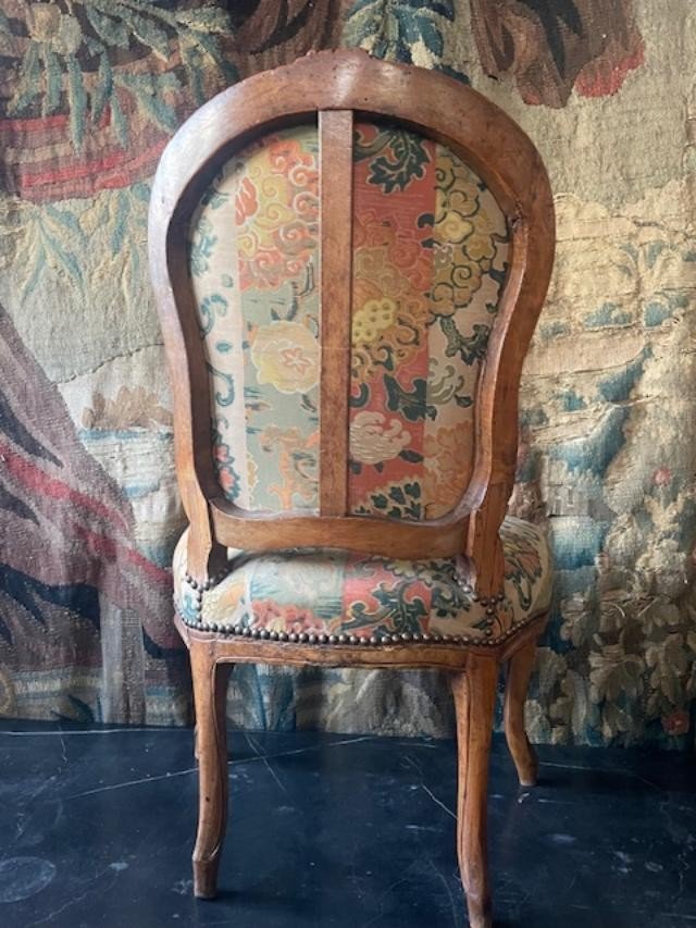 Natural Wood Chair With Louis XV Period Cabriolet Back-photo-4